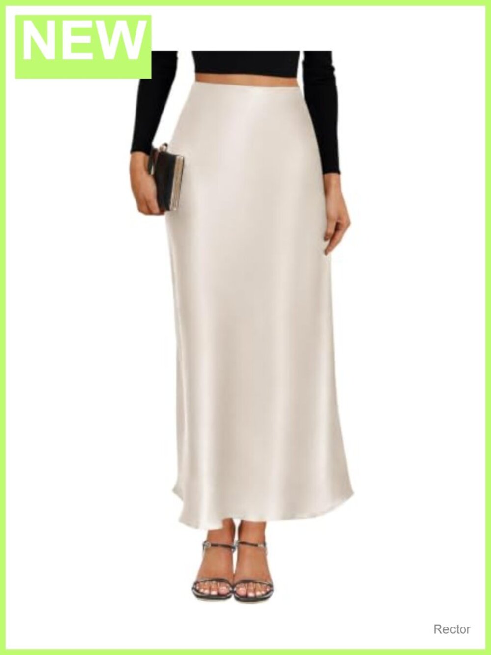 Satin High Waisted Maxi Skirt A-Line Flared Hem Silk Long Skirt